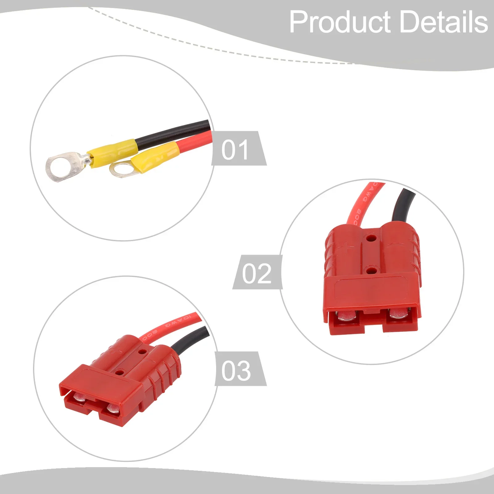 

Waterproof 10AWG 50A Battery Charging Connector Cable with M8 Ring Terminal for Industrial Equipment and Power Supplies