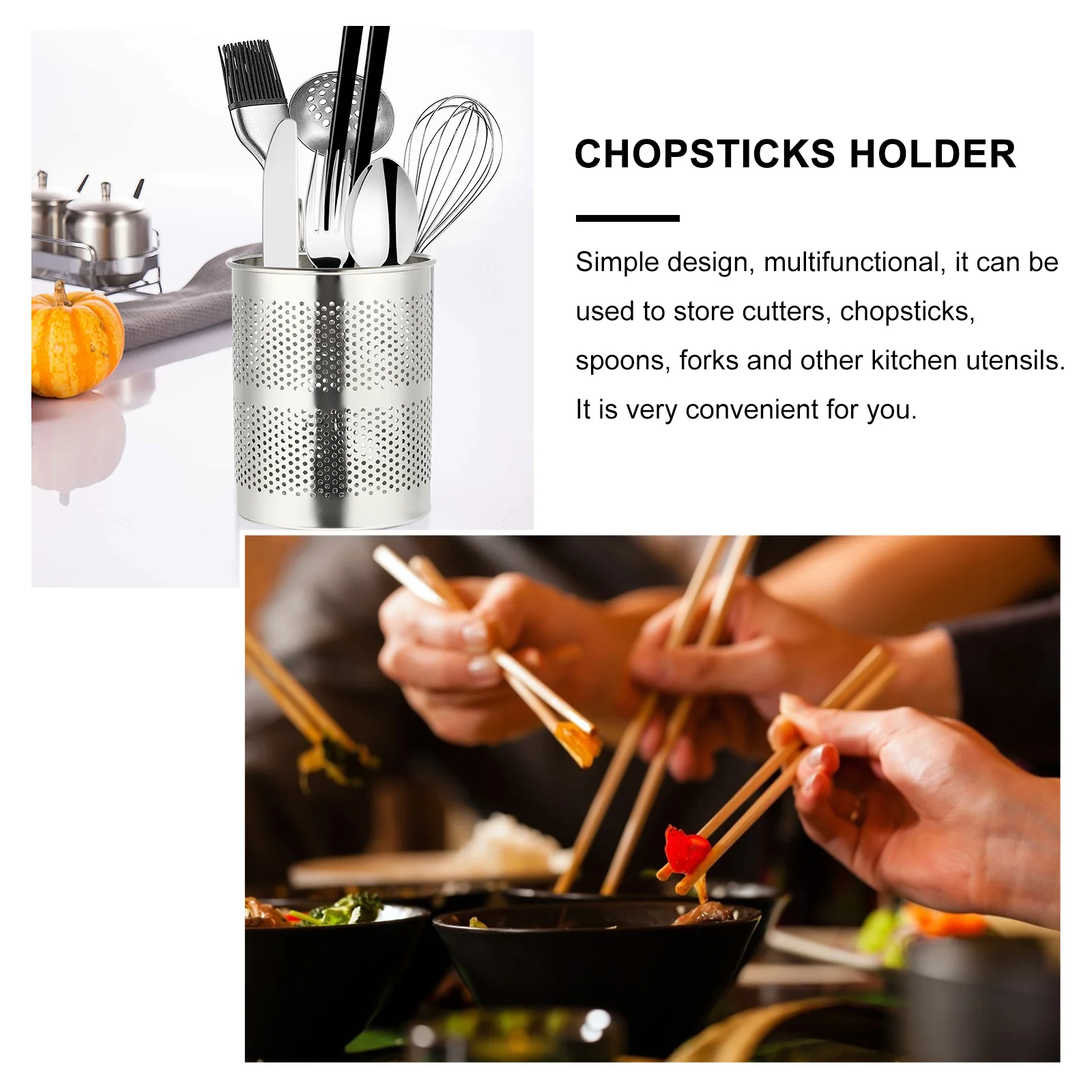 

Chopsticks Drying Rack Wall Mount Stainless Steel Hanging Utensil Holder for Spoons Forks Kitchen Organizer with Storage Hook