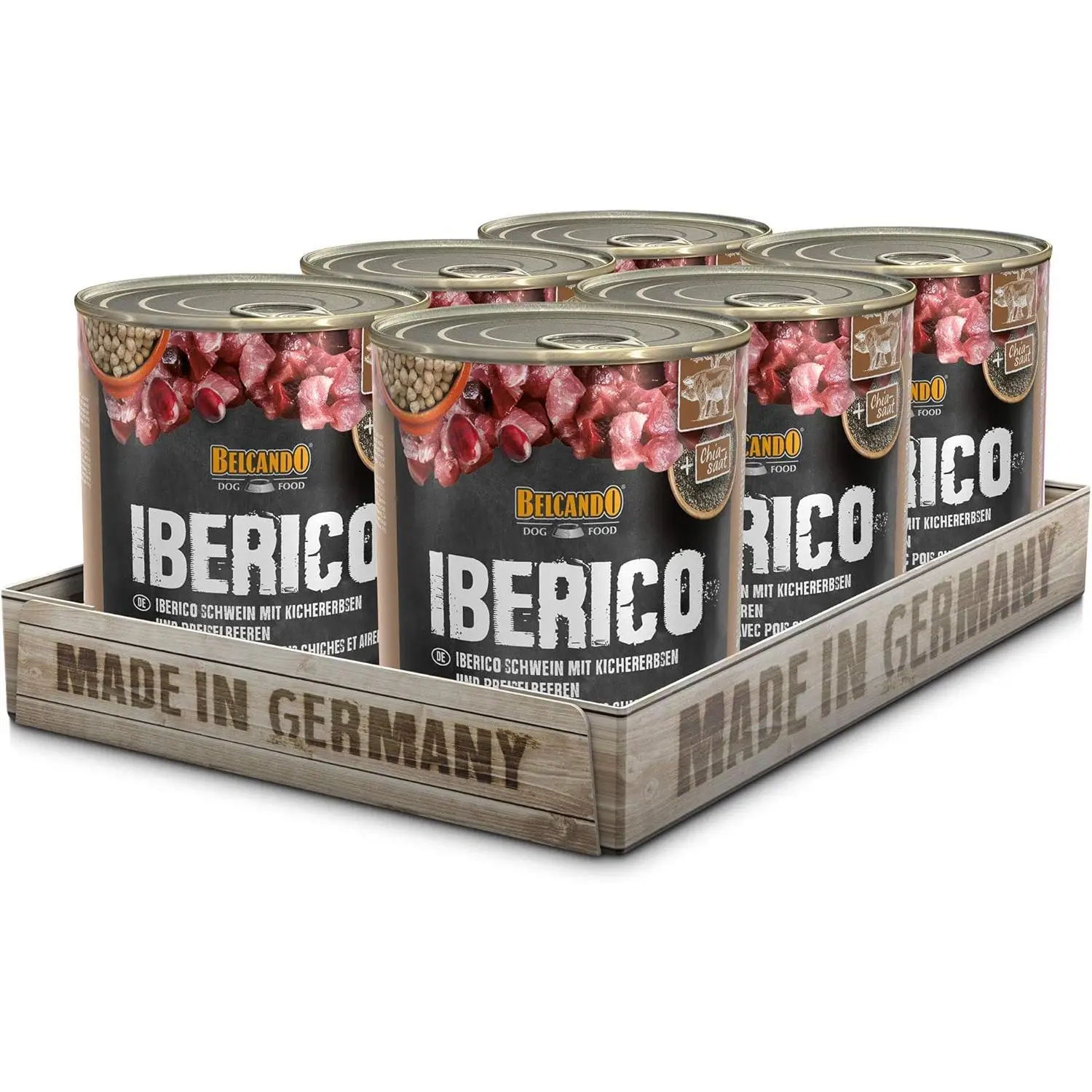 Belcando Super Premium Lata [6x400g Cerdo Ibérico con garbanzos y arándanos]  Comida húmeda para Perros  Alimento húmedo Lata  Alimento Completo para Perros de Todas Las Razas