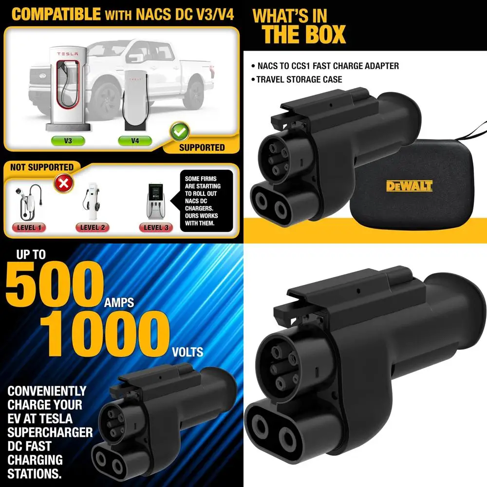 

Адаптер быстрой зарядки NACS на CCS1, 500 А/1000 В, быстрая зарядка вашего электромобилей CCS1 в Tesla Superchargers, совместимый с некоторыми электромобилями.