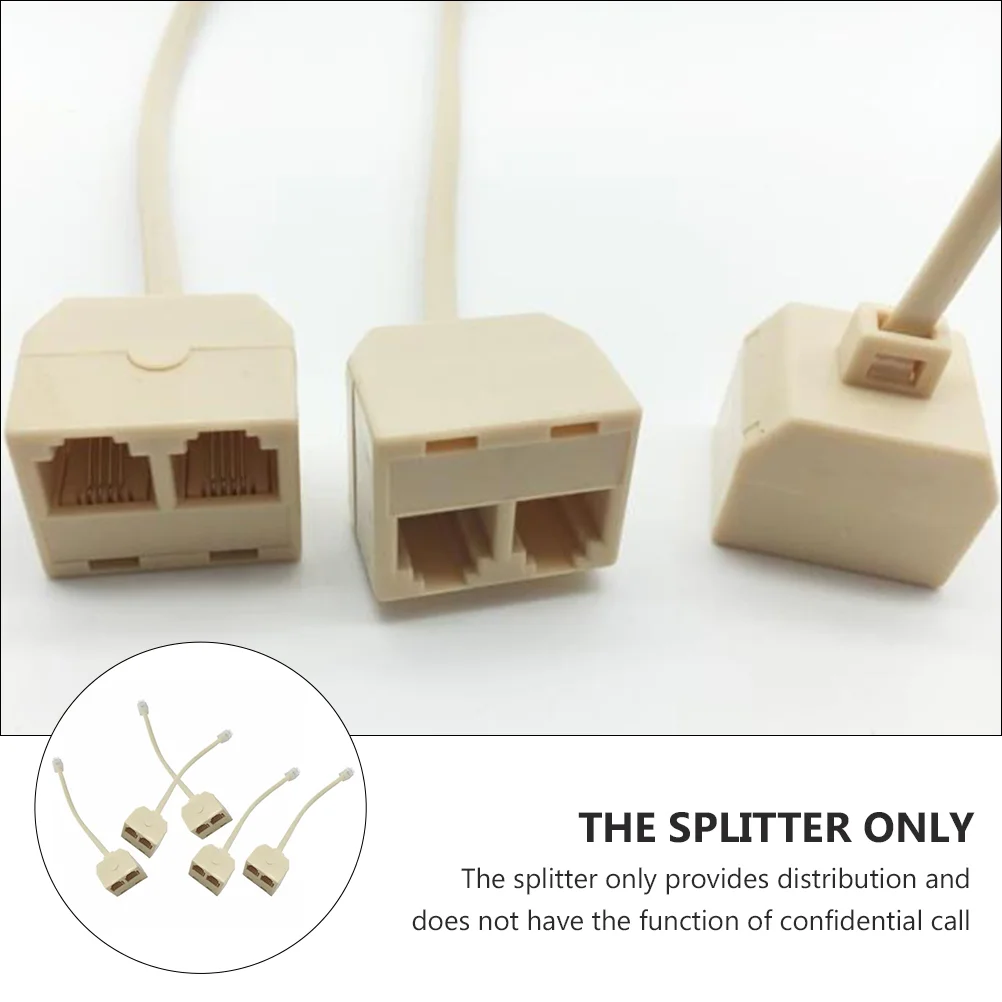 5 Pcs Landline Splitter Converter Cable Phone RJ11 Telephone Plug Two Way Adapter Dispenser