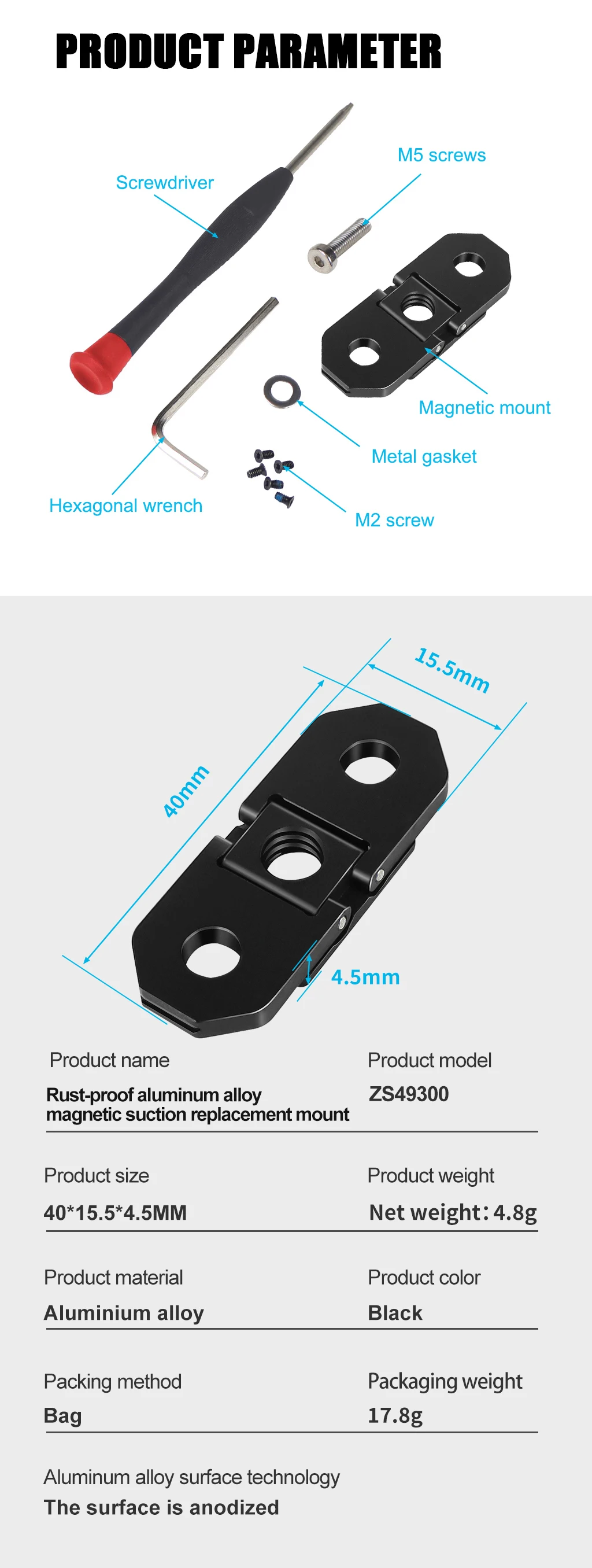 Stativ Mount Adapter Faltbare Magnetische Einbeinstativ Stick Basis 1/4 "Loch Aluminium Legierung für Insta350 DJI GoPro Action Kamera Käfig Rig – Detail 9