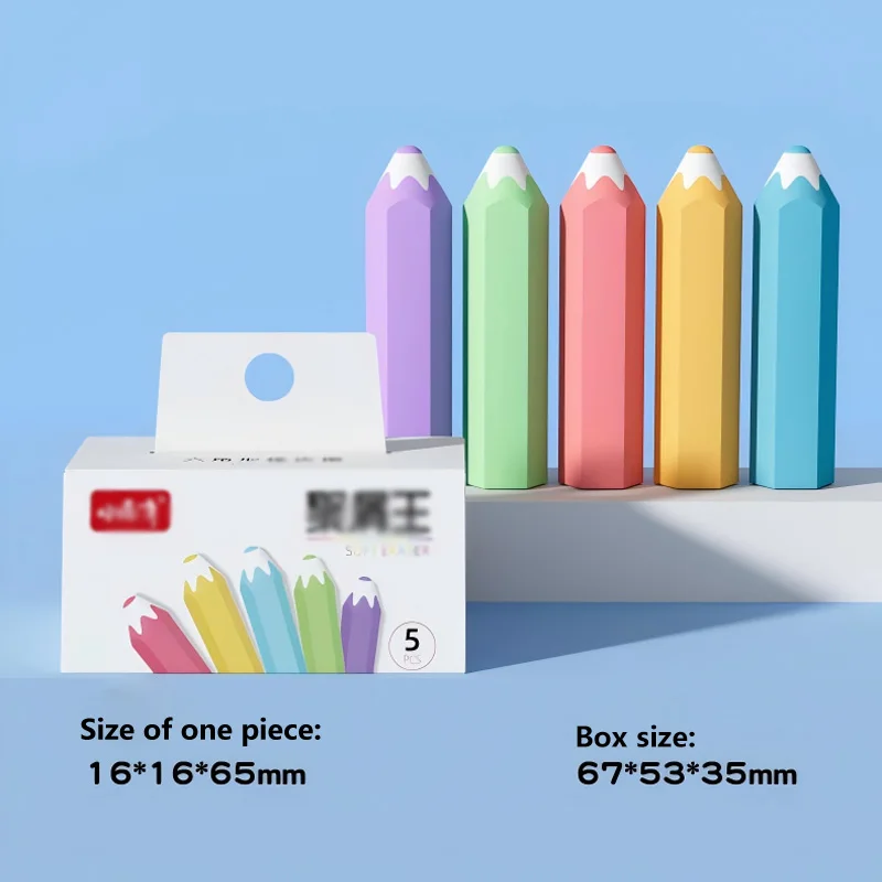 5 محايات ملونة على شكل قلم رصاص، مسح دقيق، مناسبة للمسح اليومي لمدرسة الأطفال والعائلة