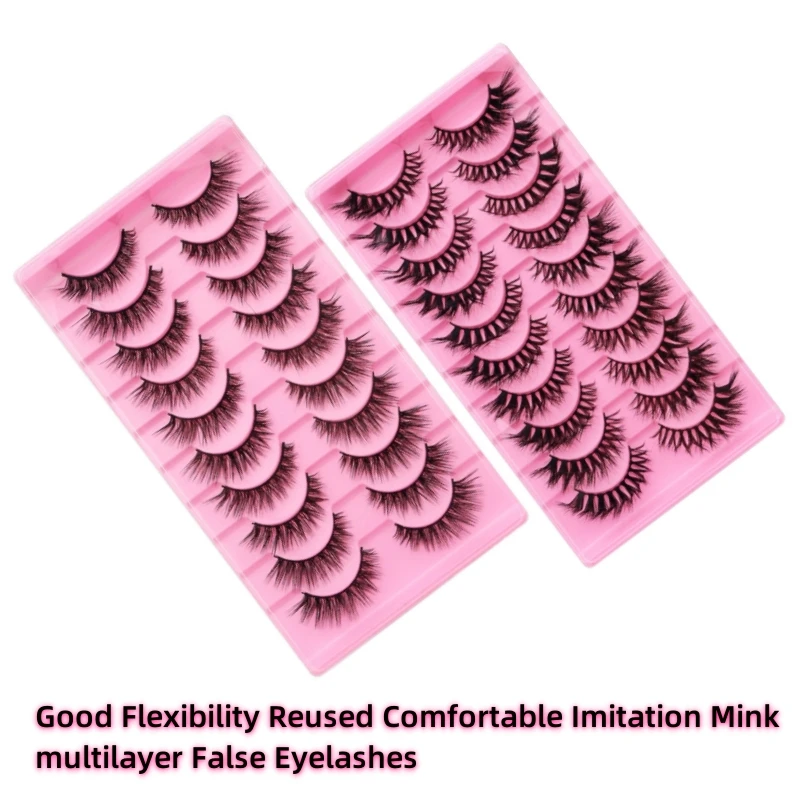 10 أزواج من رموش أليس مع طبقات متعددة تظهر ثلاثي الأبعاد بشكل طبيعي ومظهر فوضوي لمكياج المسرح