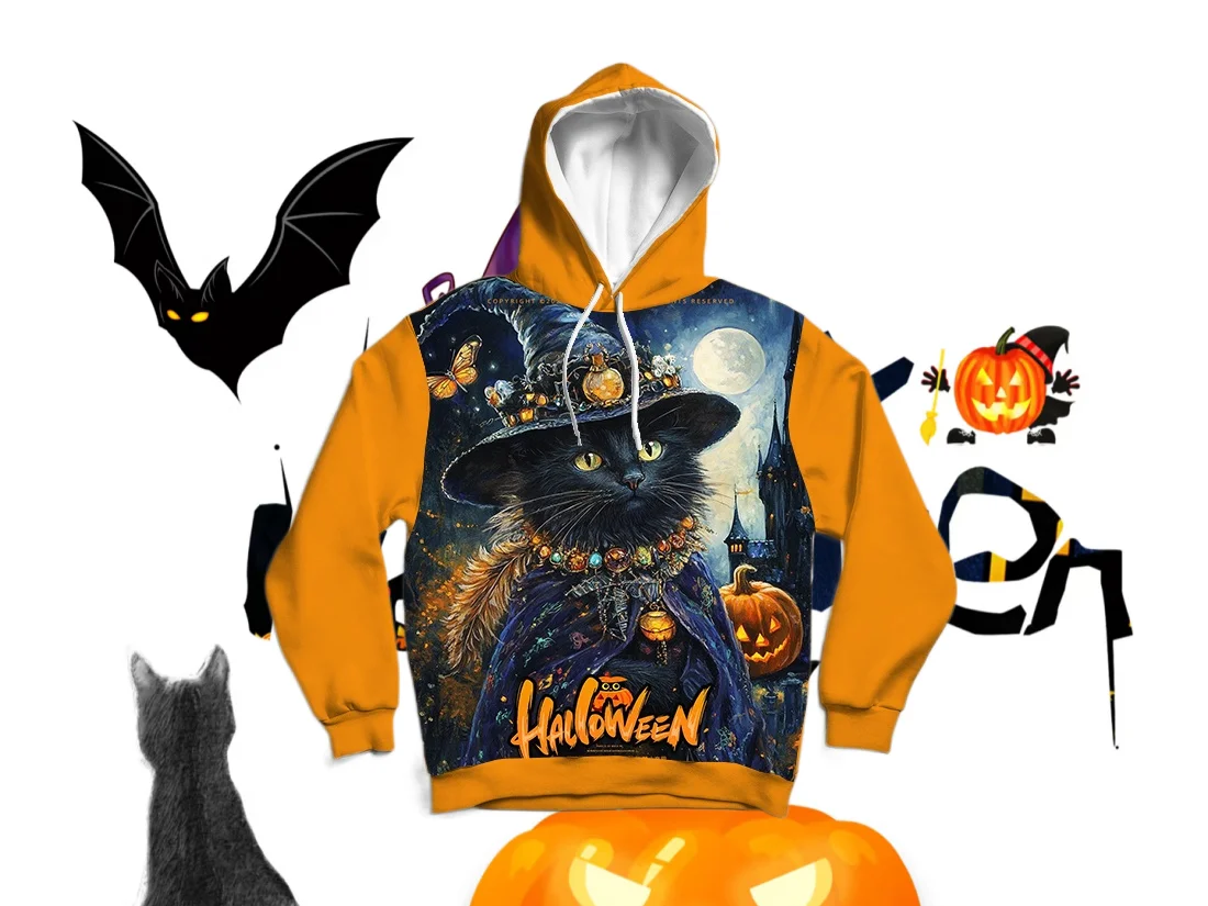 

25/26 Latest Autumn/Winter Halloween Elements 3D Printed Hoodie Large Adult Same Size Female Same Size Original Design Top