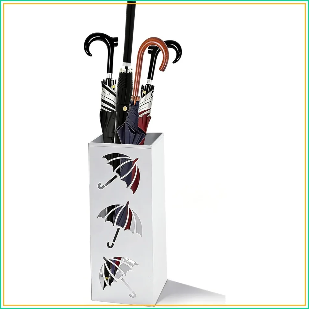 

Metal Umbrella Holder, Square Freestanding Umbrella Stand Bucket Storage Indoor for Entryway, 6.3 x 6.3 x 16.3 Inch