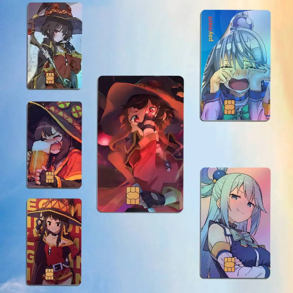 Goddess Aqua KonoSuba Megumin Holographic effect Credit Debit Card Stickers Diy Waterproof Sticker Film Tape Skin for Small Chip
