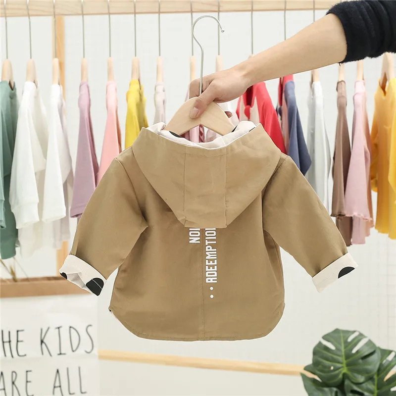 Baby Jacket Girls Double Sided Outerwear Toddler Coats Children Hooded Clothing Spring Autumn Boys Polka Dot Trench Coat  123