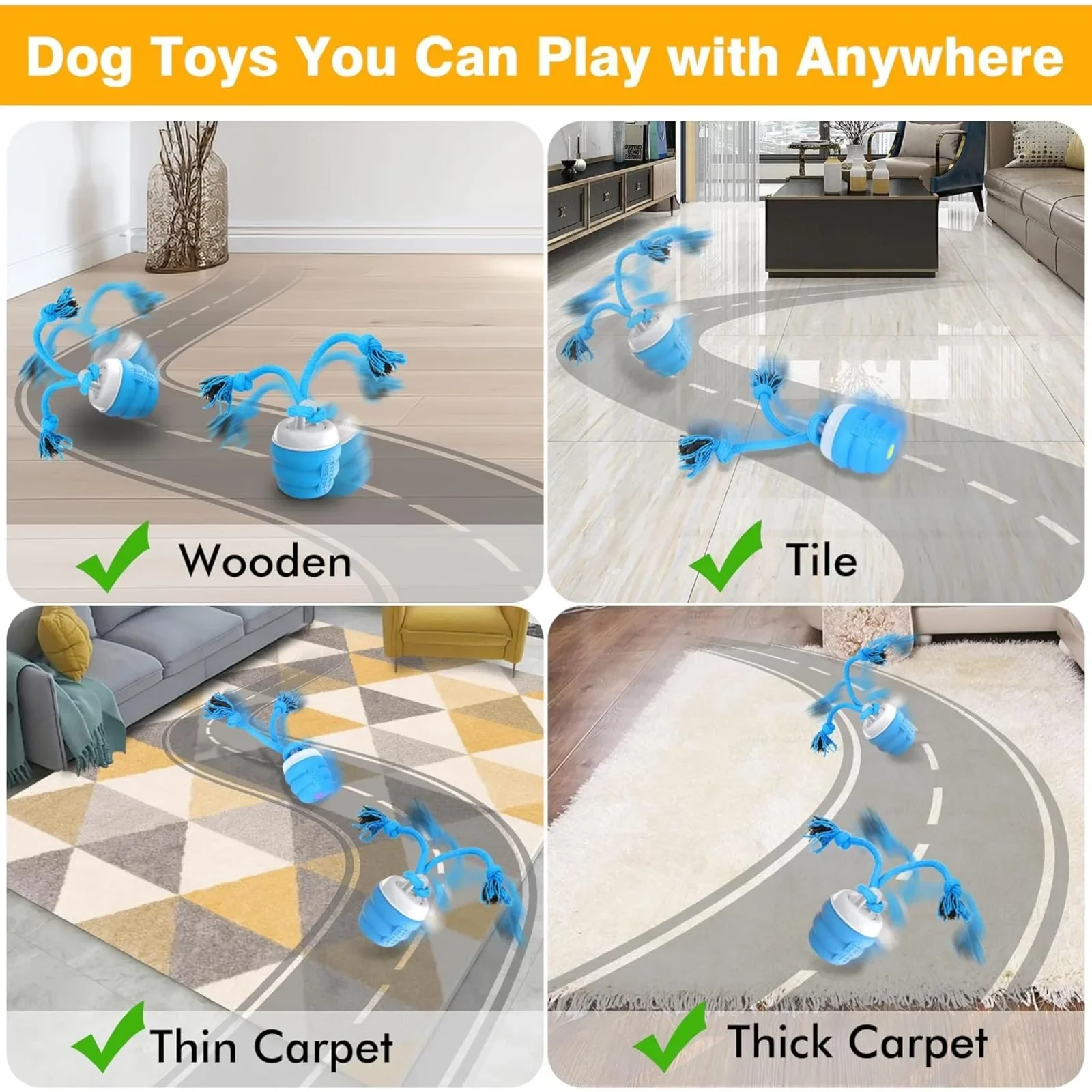 Interactive Dog Toy Ball - Fun Mobile Dog Toy to Keep Them Busy | Rechargeable Smart Automatic Dog Ball to Relieve Boredom KLYM