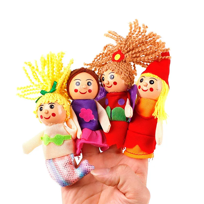 4 Stück Tiere Plüsch puppe Finger puppen Set Baby Hand Cartoon Familie Handpuppe Stoff Theater Lernspiel zeug für Kinder Geschenke