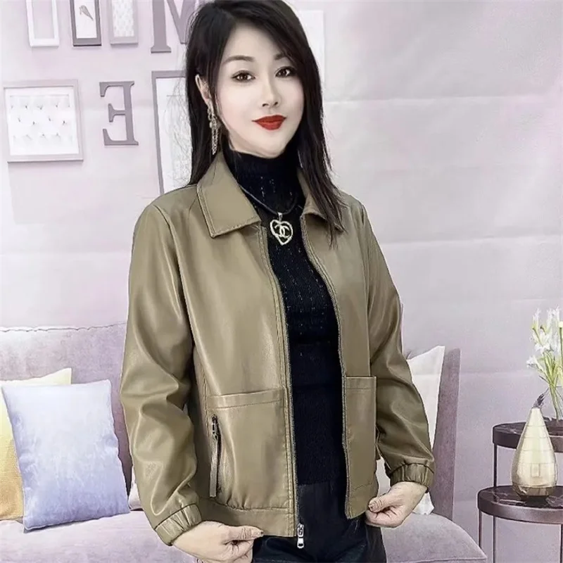 2026 Explosions PU Leather Jacket Women Spring Autumn New Short Coat High-Quality Outerwear Female Joker Overcoat Large Size Top