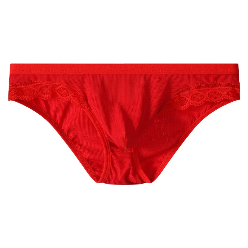 Men's Panties Low Waist Sexy Lace Seductive Tight Briefs Summer Breathable Lingerie Underwear Bulge Pouch Sissy Underpants