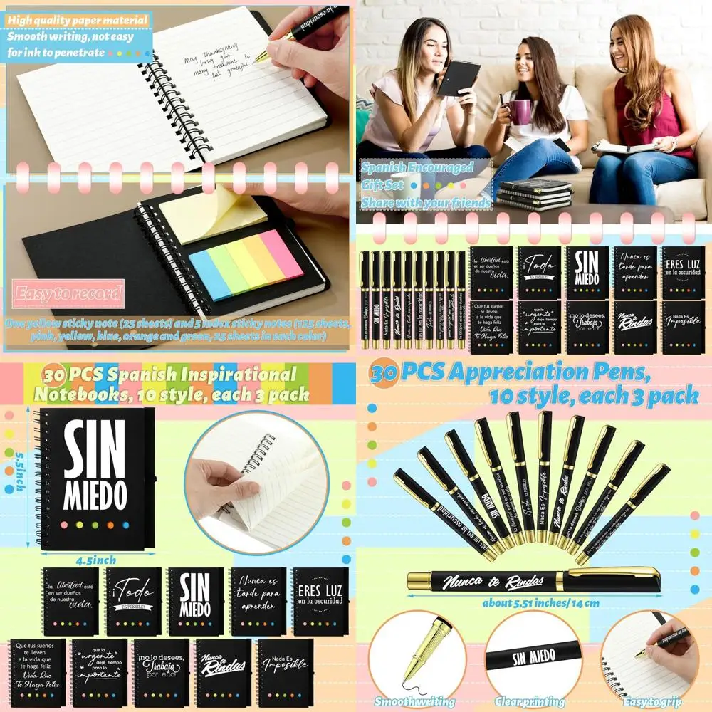 

Spanish Christian Spiral Notebooks with Bible Verse Pens - Perfect Church Appreciation Gifts for Pastors and Staff