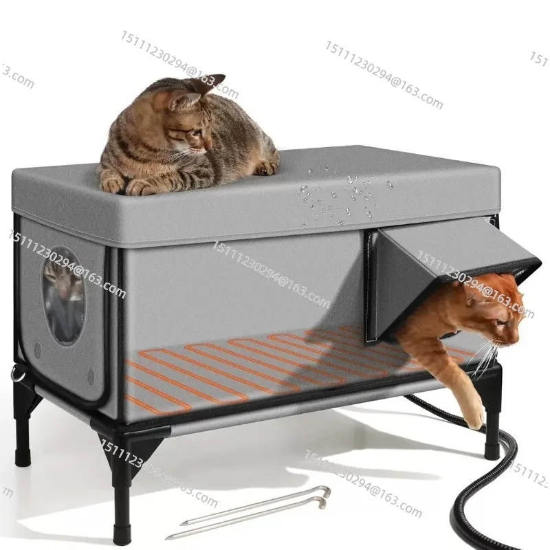 Waterproof Cat House Warm Heated Winter Cat House Insulated Outside Foldable Cats Nest Tent Sleeping Extra Large Warm Pet Room