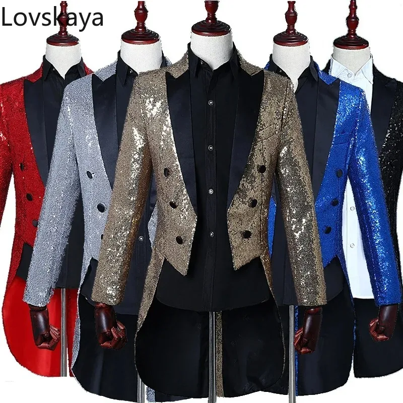 

Male magician jacket nightclub bar hosted vocal choir command sequined tuxedo stage performance dress