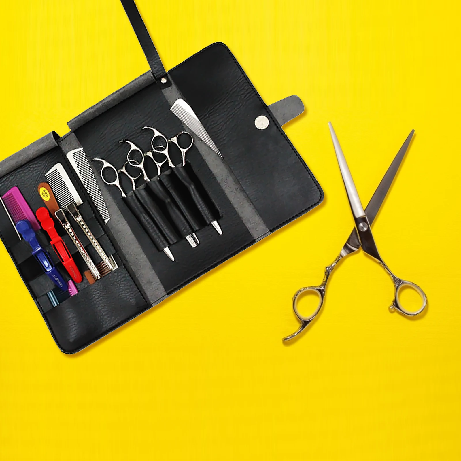 

5 Pieces Tools Bag Styling Scissors Case Holder Hairdressing Tools Container Salon Grooming Storage Travel