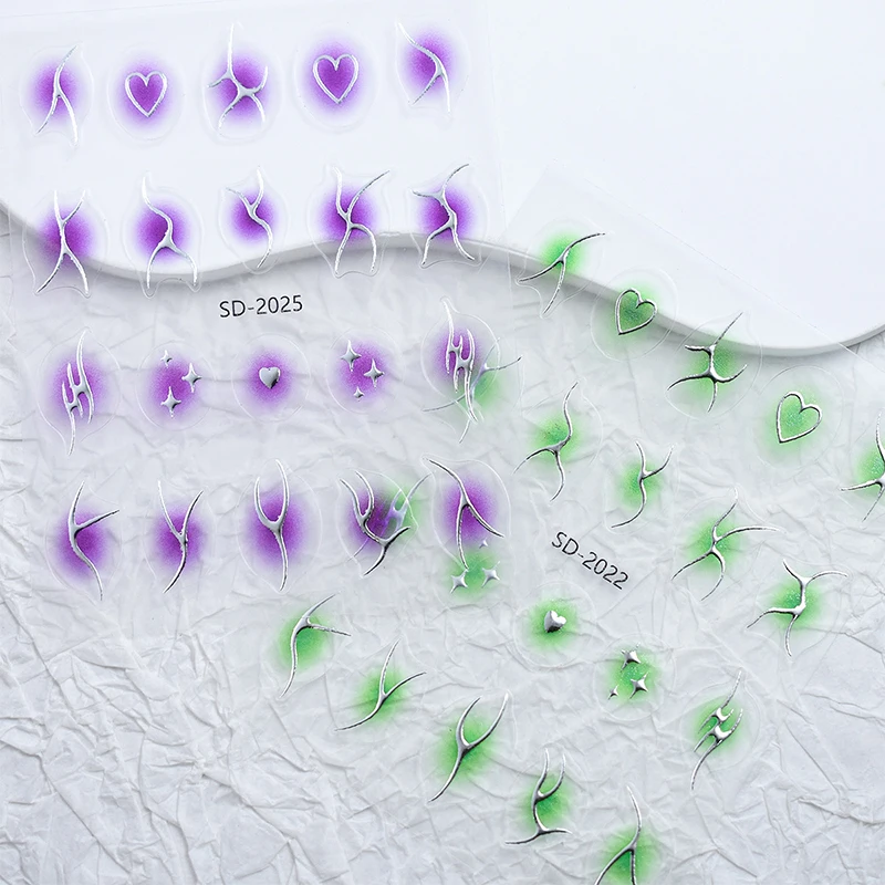 1 PC Gradient เส้นรูปร่างสติกเกอร์เล็บ DIY หลายสี Stereoscopic บรรเทาเล็บรูปลอกตกแต่งเล็บ Art Salon