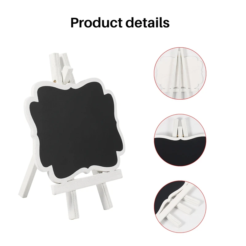 イーゼルスタンド付きミニ木製黒板、小さな黒板、結婚式の装飾のための記号、誕生日パーティー、10個