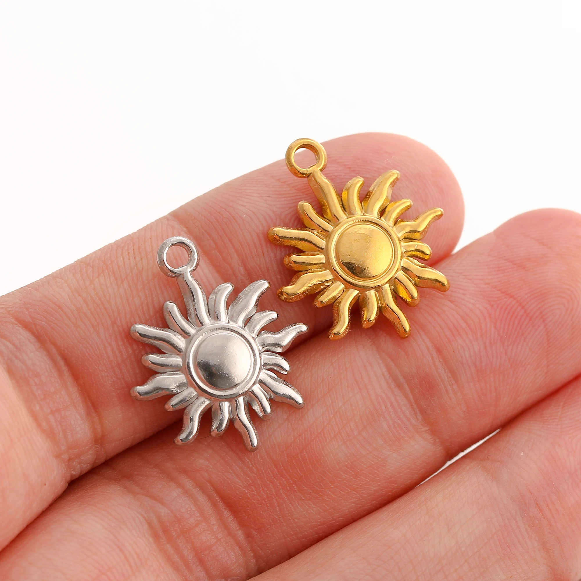 3 Stück Vintage Sonne/Stern/Erde Sonne Charm 3D Prägung Sunburst Edelstahl Anhänger DIY Armband Halskette Erkenntnisse Schmuckherstellung – Detail 12