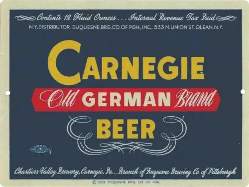 Carnegie German Beer label Reproduction Metal Sign 9