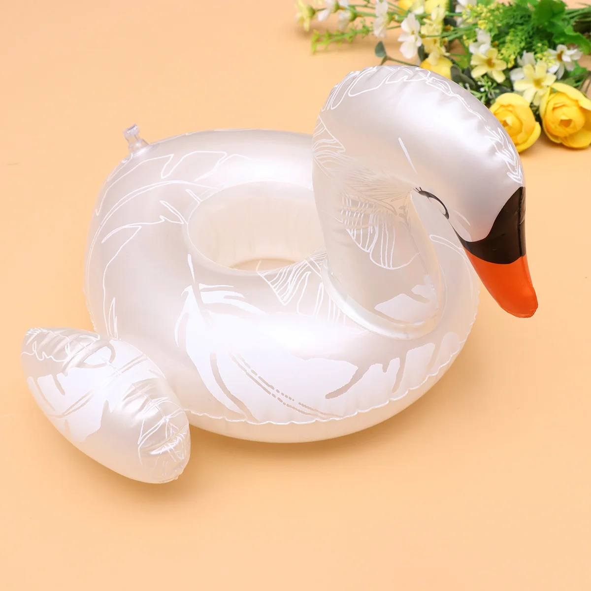 Suporte de água inflável de cisne branco, tapete de garrafa flutuante de pvc, bandeja flutuante para resfriamento, leve, formato engraçado, tempo de piscina