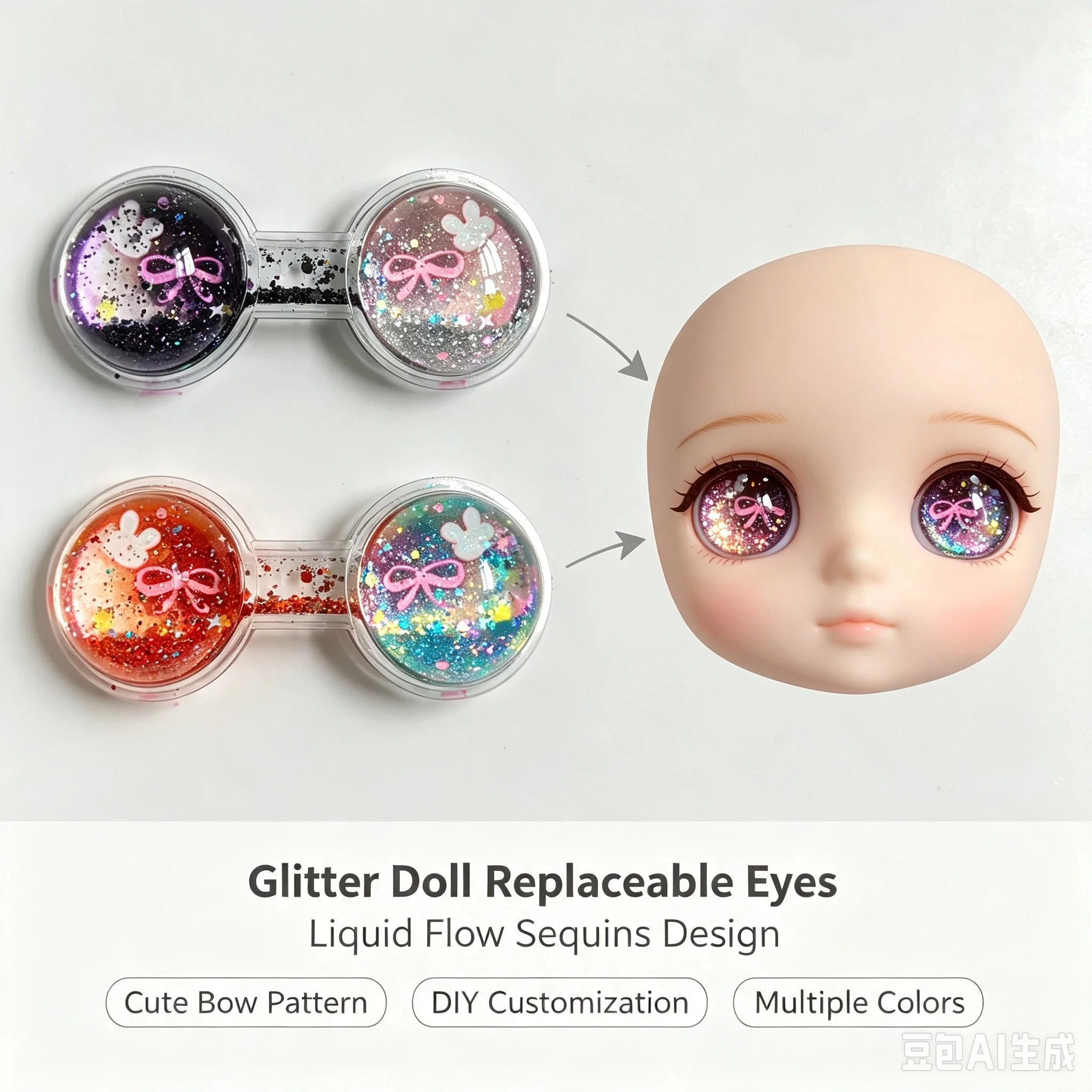 Three-Year-Old DIY Lolita Sand Eyes Face Shell Replacement Super Sweet Dream Large Heart Baby Doll Toy Accessories