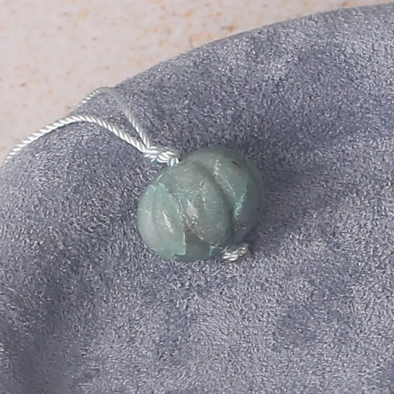 Chrysocolla Pumpkin-Shaped Pendant with Silver Cord: Single Natural Stone Piece, Ideal for Handmade Jewelry 16x16x15mm-3.9g