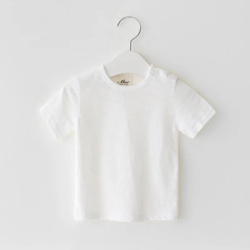 2023 summer baby boys and girls pure color soft breathable T-shirt short-sleeved monochrome pullover simple top