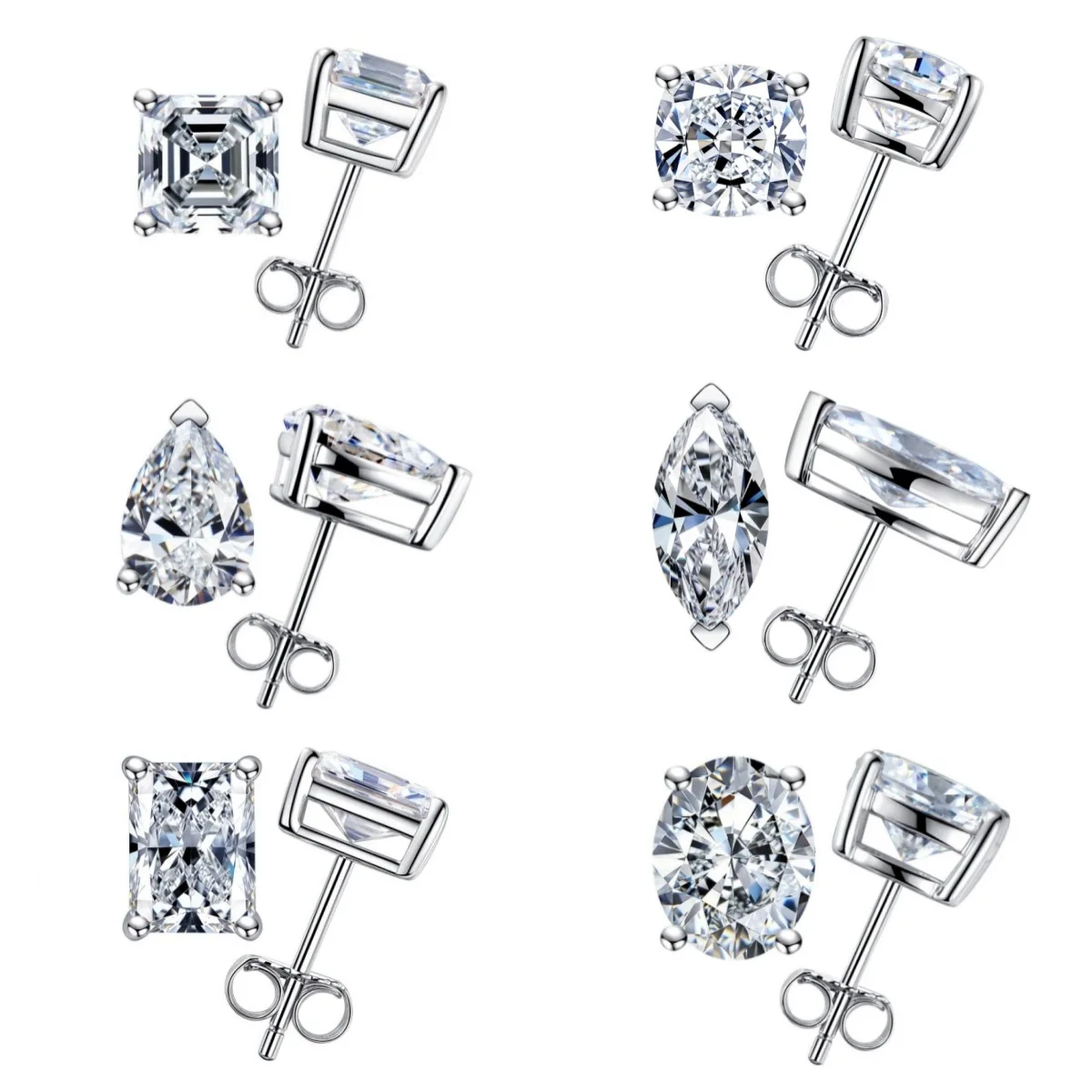 

VVS1 D Color Moissanite Stud Earrings for Women, 925 Sterling Silver Sparkling Jewelry, Anniversary Gift in Multiple Sizes