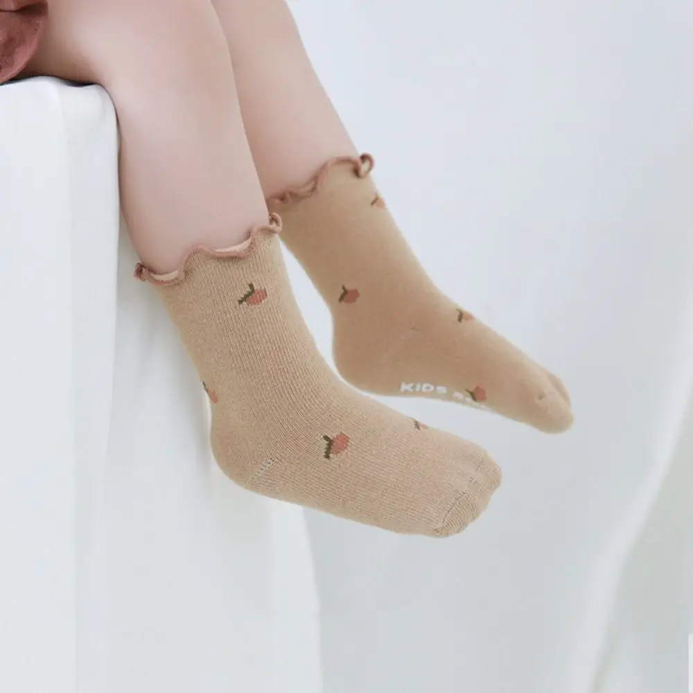 

5Pairs Soft Flower Baby Cotton Socks Breathable Autumn Spring Toddle Short Tube Socks Cute Pleated Kids Cartoon Socks Children