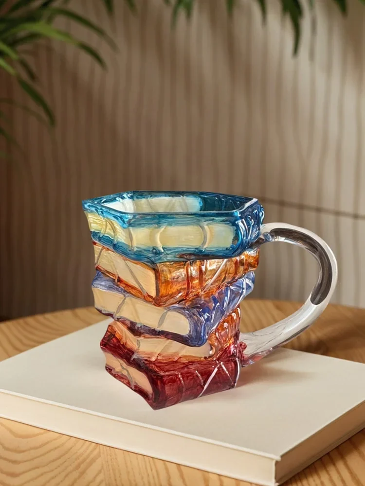 3D Painted Book Mug Wear Resist Books Drinking Container Multi-Purpose Creative Book-Shaped Drinkware for Friends Gift