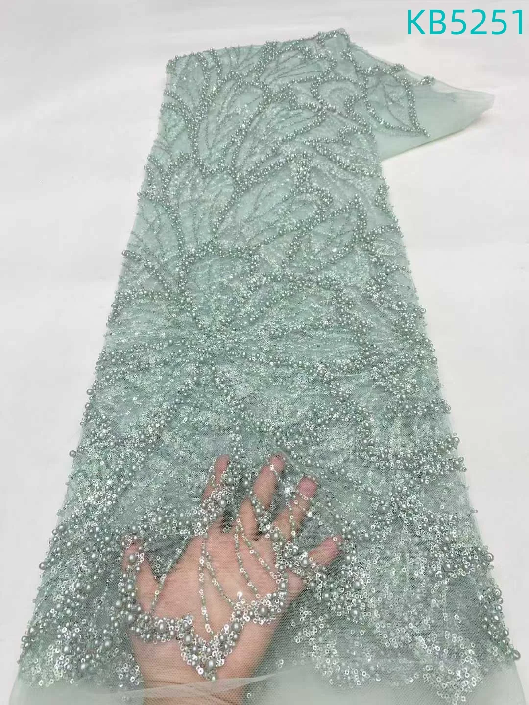 

African Lace Fabric 5 Yards High Quality 2025 Pink Beaded French Mesh Lace Fabric Sequence Tulle Lace Fabrics For Sewing KB5251