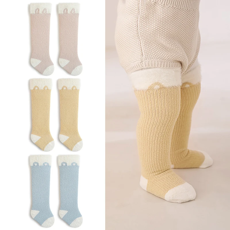 

Длинные носки для новорожденных, теплая одежда, детские чулки, однотонные гольфы для младенцев для девочек и мальчиков