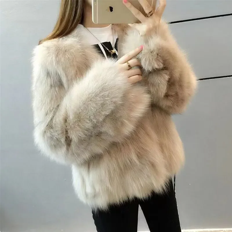 

Faux Fur Coat 2024 Autumn/Winter Coat Women New High Imitation Fox Fur Fake Fur Short Coat Korean Fashion Women Jacket