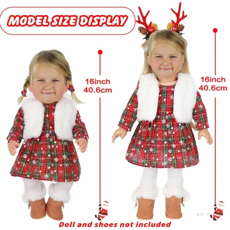 Multipurpose Holiday Outfit for 16 18 Inch Dolls Comes with Dresses Elegant Hat and Shawl for Christmas Decoration