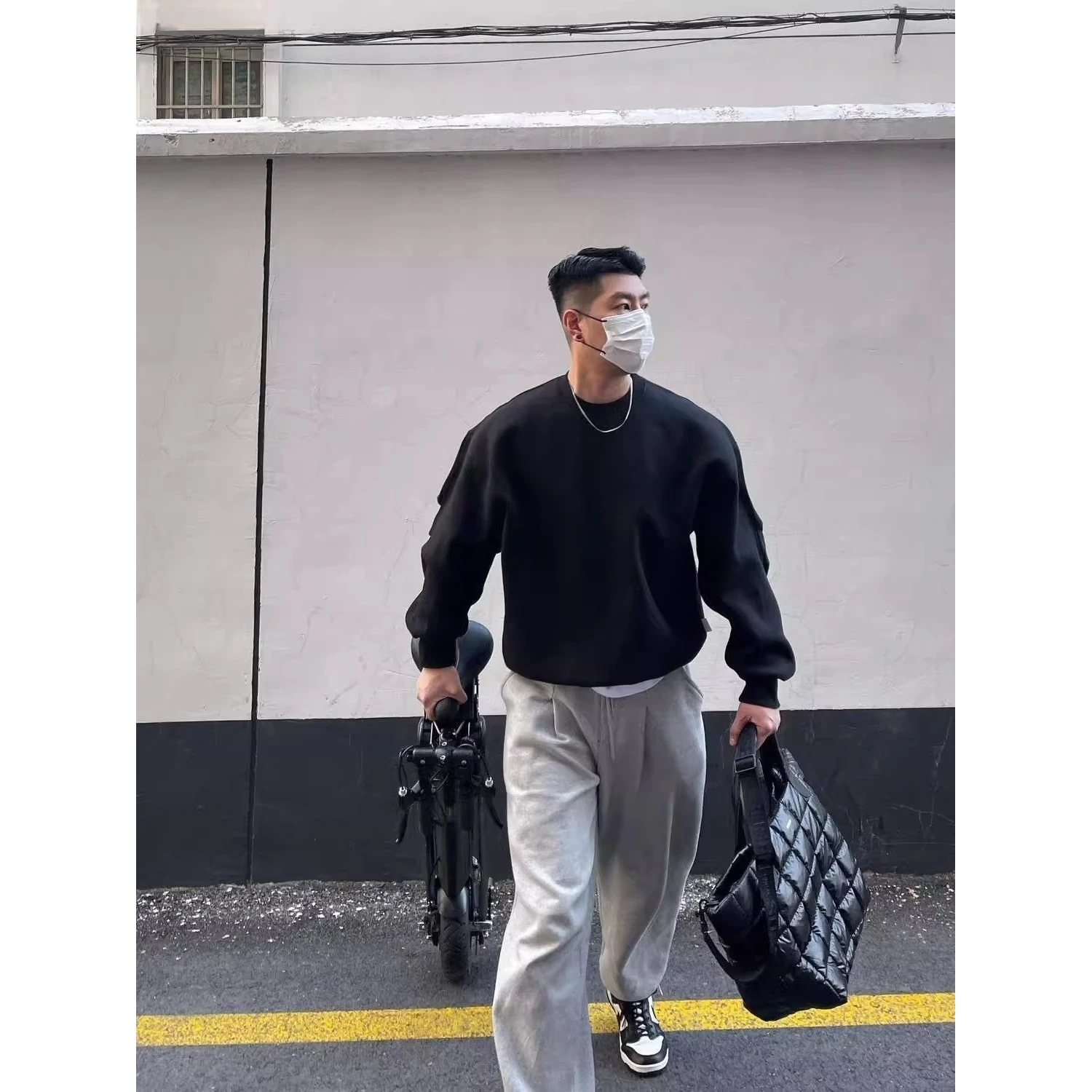 

Men's Oversized Hoodie Sweatshirt round Neck Fleece Lined Casual Loose Overhead Shoulder Drop Autumn Winter Polyester Fabric