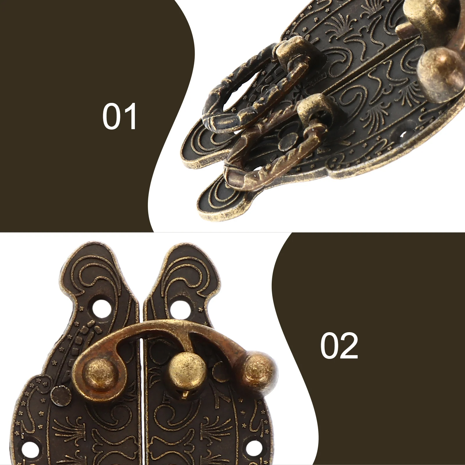 

2 Pcs Shaped Buckles Retro Jewelry Gift Case Locks Durable Wooden Box Latches Vintage Jewelry Case Locks Hardware
