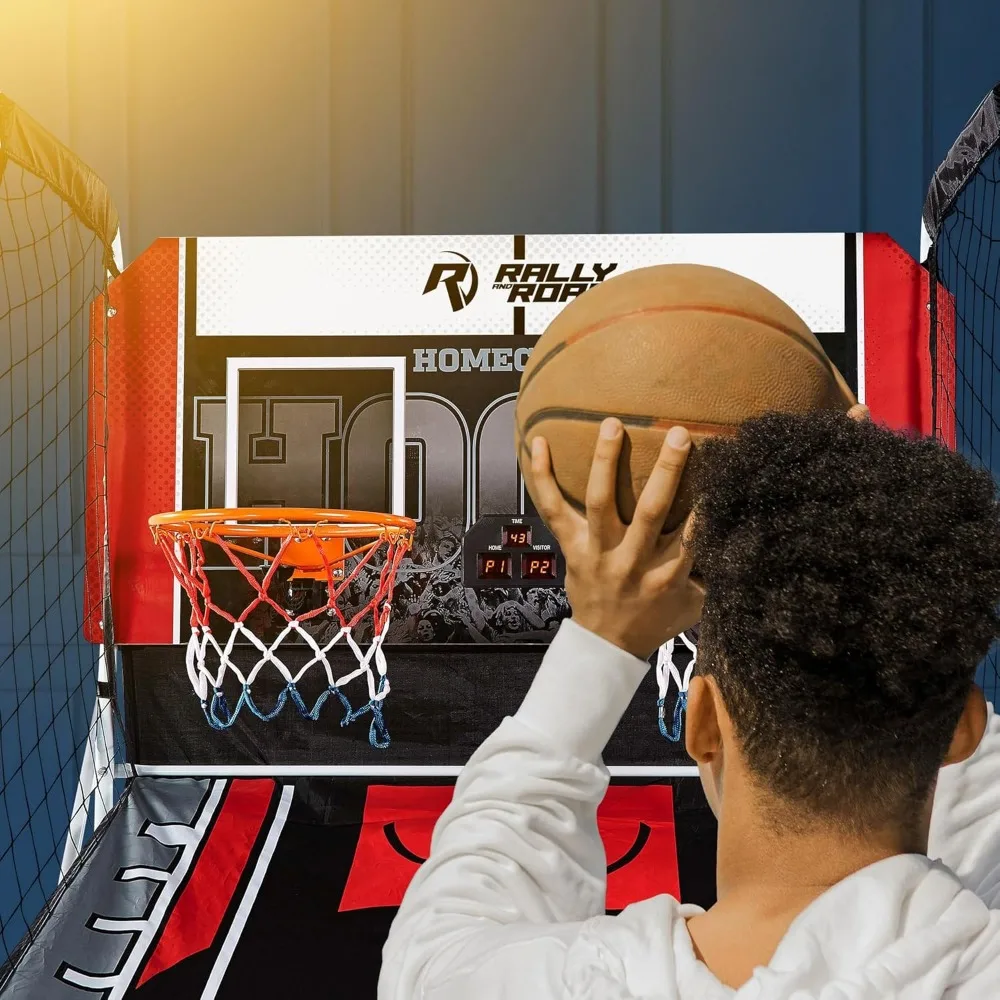 jogo de arcade de basquete interno para dois com fósforos pré-conjunto e scoreboard digital