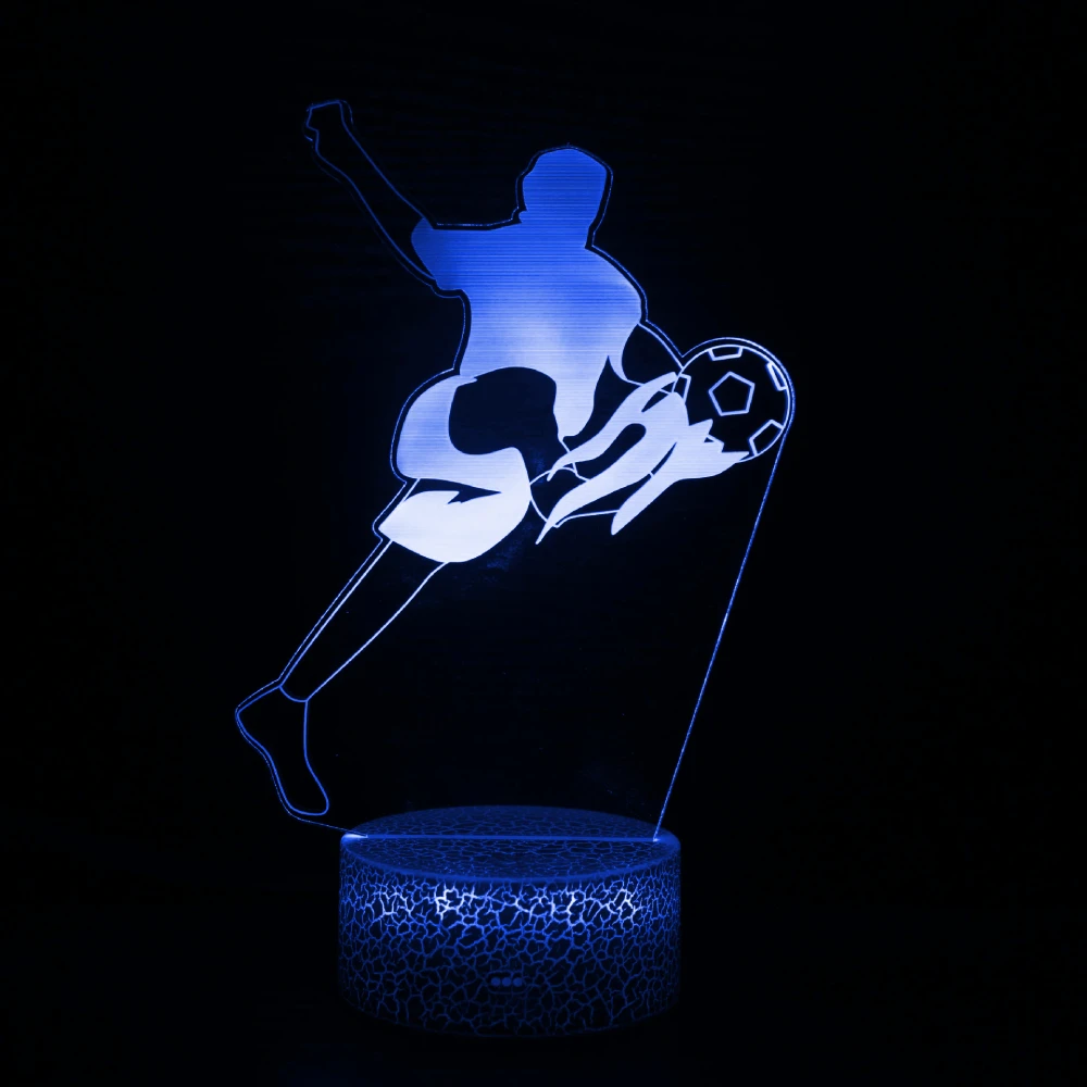 Nighdn Footballer Figure Night Lamp Illusion LED Night Light for Boys Room Birthday Christmas Gift for Kids Men Football Lover