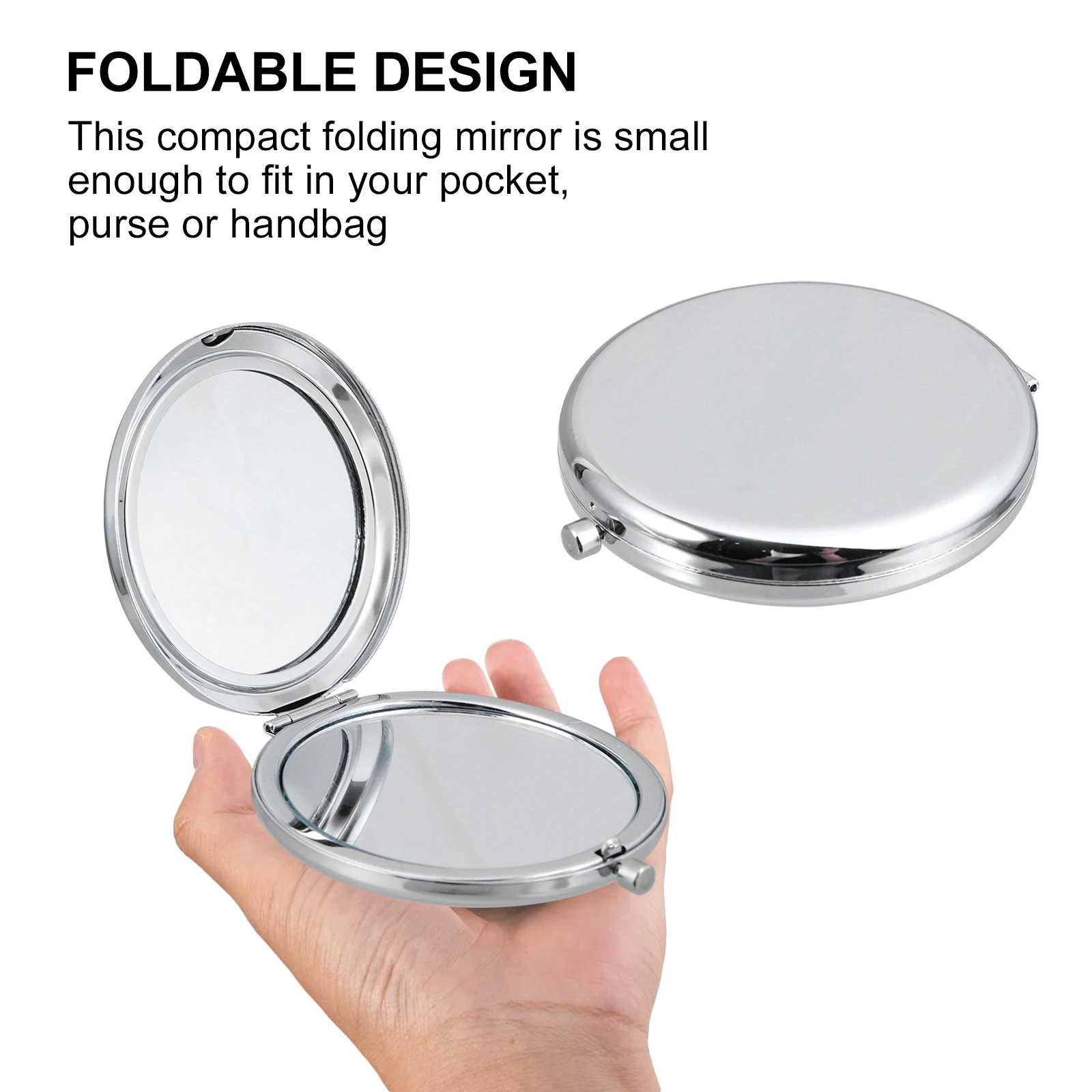 Espelho portátil compacto redondo espelho de maquiagem com superfícies reflexivas de dupla face ideal para carteiras de viagem sacos uso de espaço pequeno