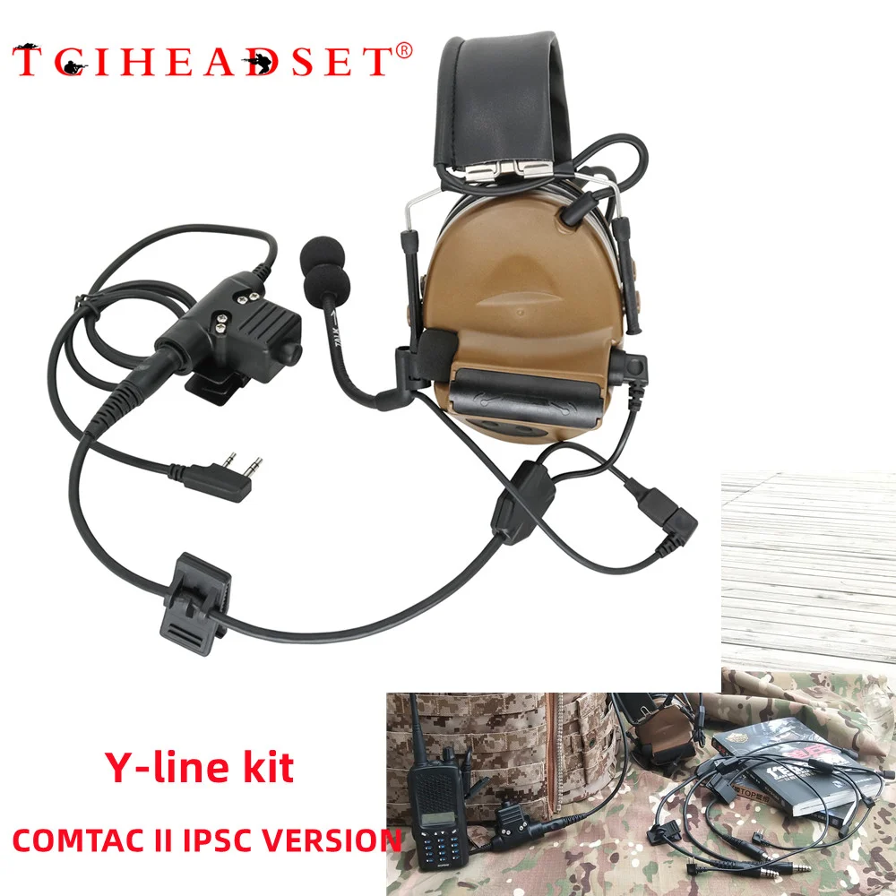 

TCIHEADSET Tactical PTT U94 Y-Line Kit Tactical Headset Comta II IPSC Headphone Microphone for Pelto Shooting Airsoft Earphone