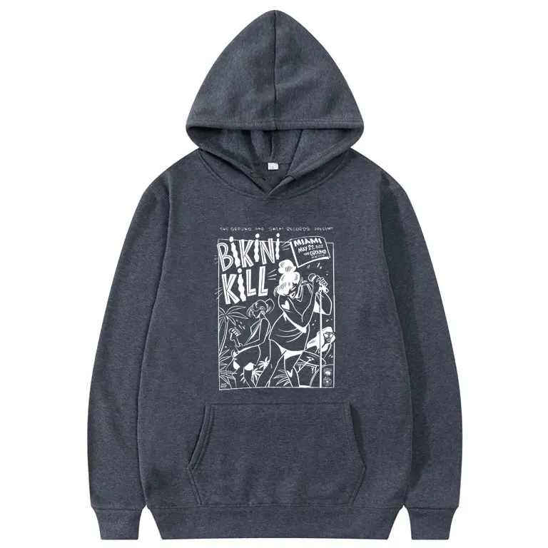 Riot Grrrl Kathleen Hanna Hoodie Punk Rock Band Bikini Kill Miami The Ground Print Tracksuit Men Women Casual Oversized Hoodies