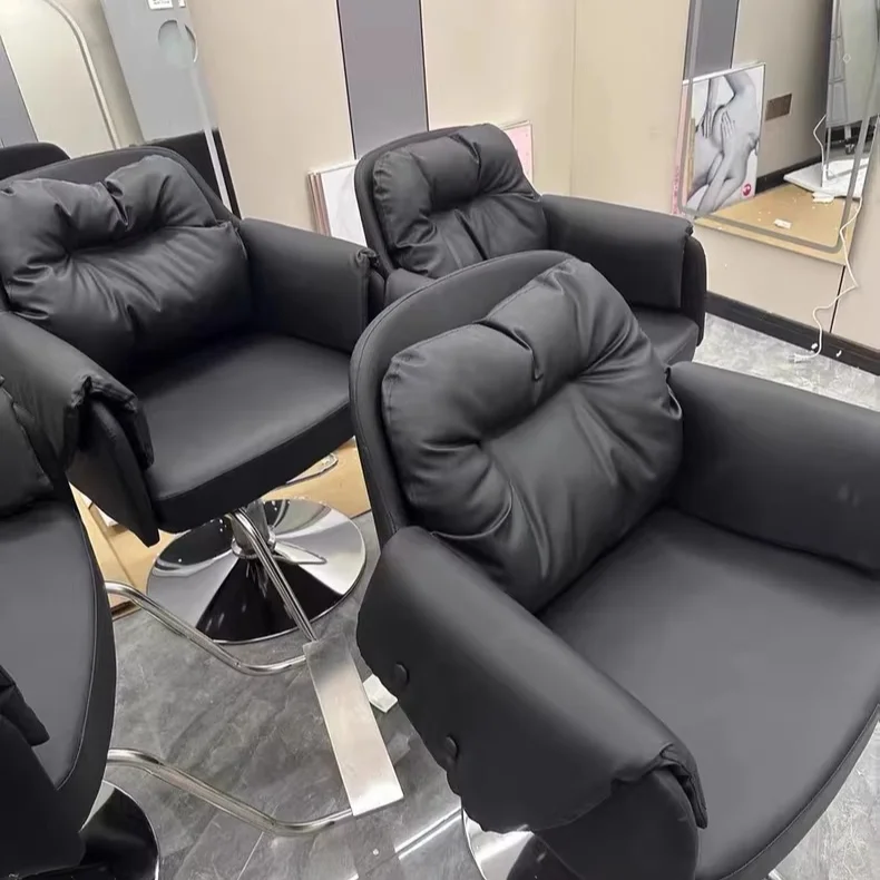 More Design Manufacturer Leather Color Custom Lifting Rotary Stainless Steel Haircut Beauty Styling Salon Barber Chair