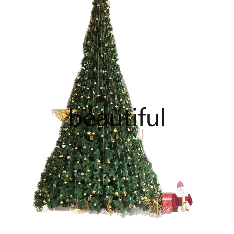 

Large, ordinary Christmas tree, shopping mall green iron foot steel pipe Christmas tree bare tree tied tree