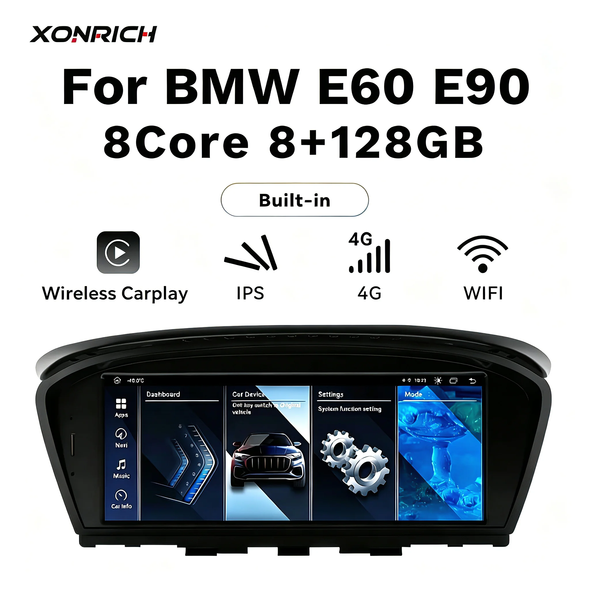 Wireless CarPlay Andorid 14 Auto Autoradio Per BMW Serie 5 E60 E61 E63 E64 E90 E91 E92 CCC CIC Multimediale GPS 4G Wifi 128G Navi