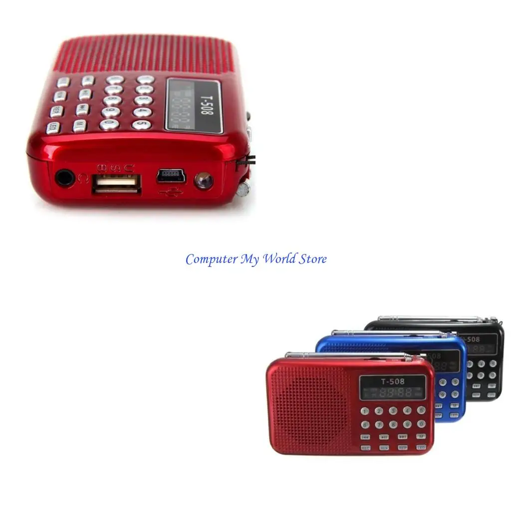 

Mini FM Radio T508 Portable LED Screen Stereo Sound Speaker Supports USB TF Card