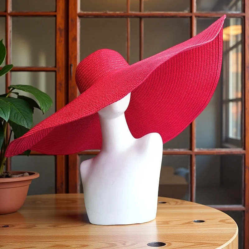 

70cm Oversized Wide Brim Sun Hat Travel Large UV Protection Beach Straw Hats Women's Summer Floppy Foldable Chapeaux Wholesale