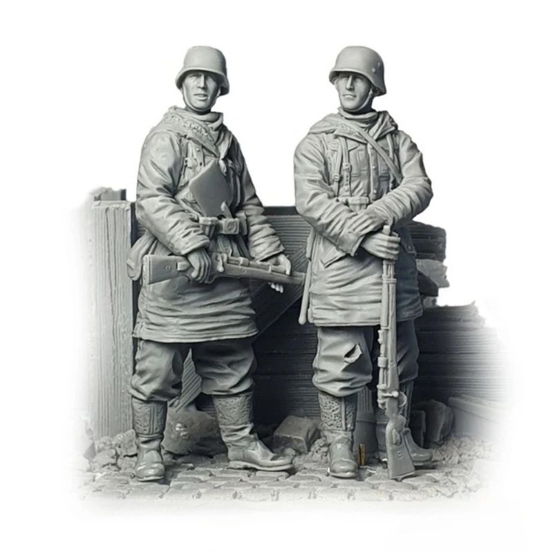 

1/35 Scale Die-Cast Resin Figure Model Kit WWII German Soldiers Set 2 Figures Unassembled and Unpainted