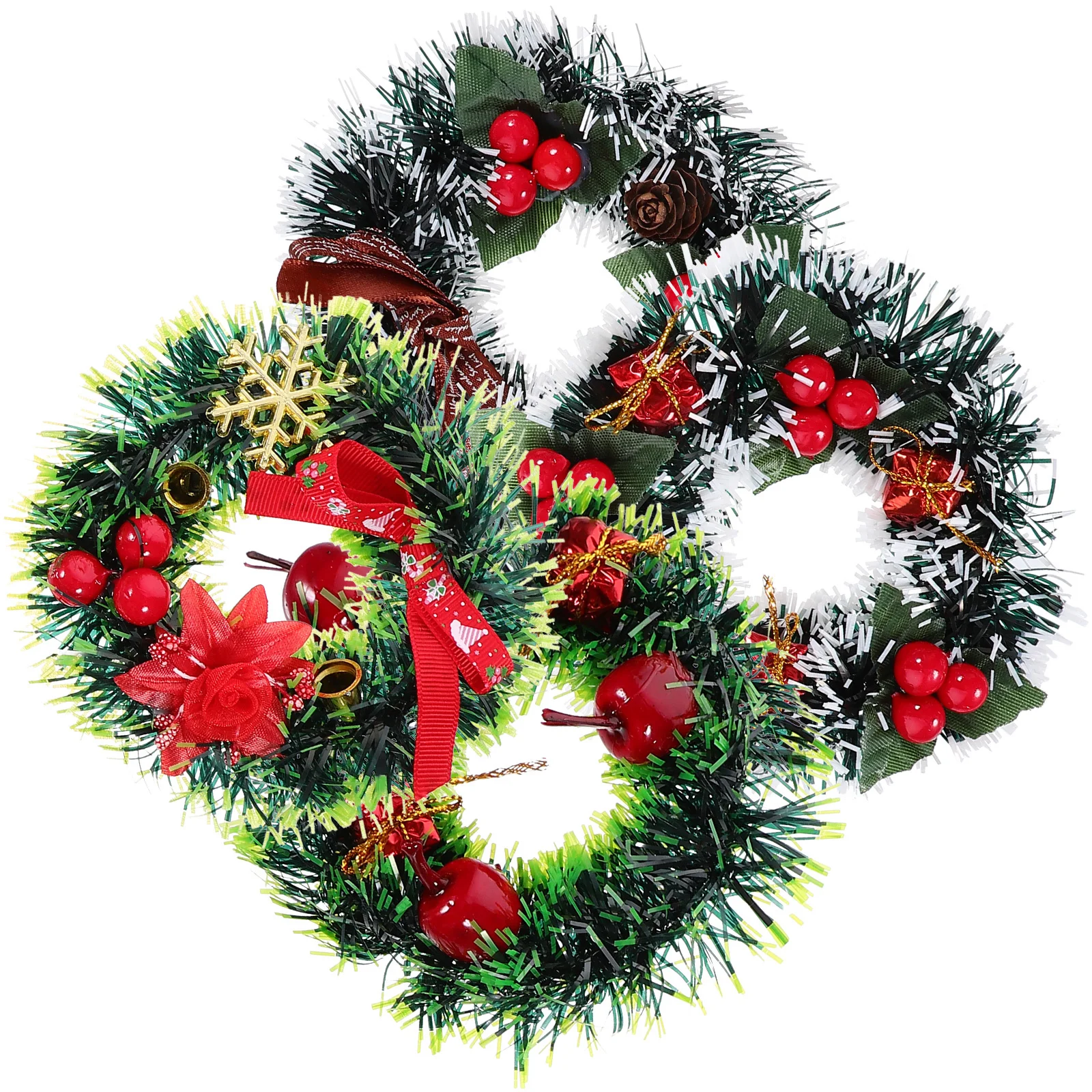 

4Pcs 12Cm Mini Wreath Decorative Hanging for Indoor Outdoor Home Wedding Fireplace Door Window Christmas Party Decoration Cute