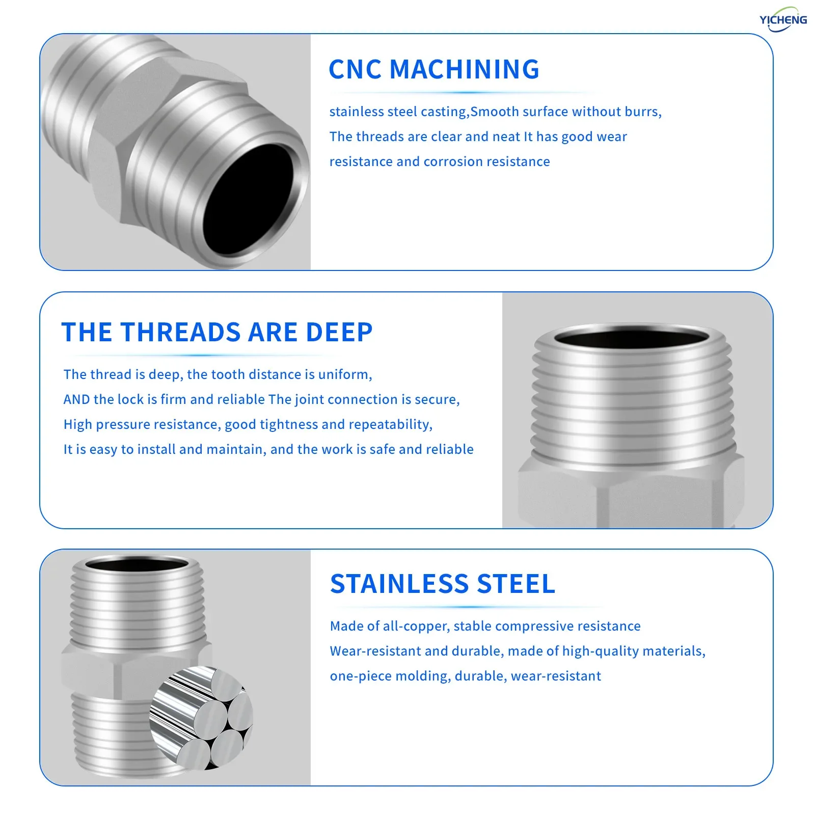 1/4 "3/8" 1/2 "3/4" بوصة ذكر الأنابيب عرافة الحلمة، 304 تركيب أنابيب الفولاذ المقاوم للصدأ (1 قطعة) #4